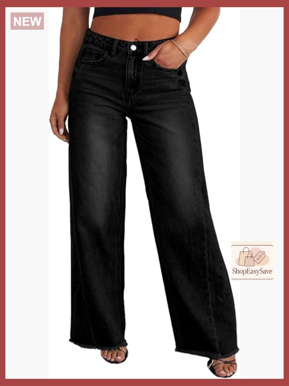 Plus Size Wide Leg Jeans Elastic High Waist Stretchy Raw Hem Denim Pants